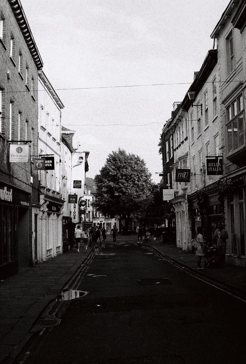 Free Captivating black and white street scene capturing York's historic city charm. Stock Photo