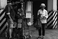 Black and White Street Scene in Baguio City Market