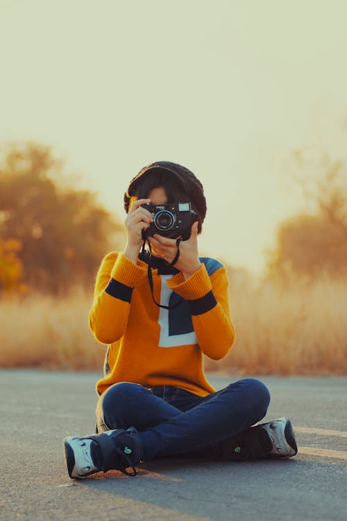 Persoon Nemen Foto Met Camera