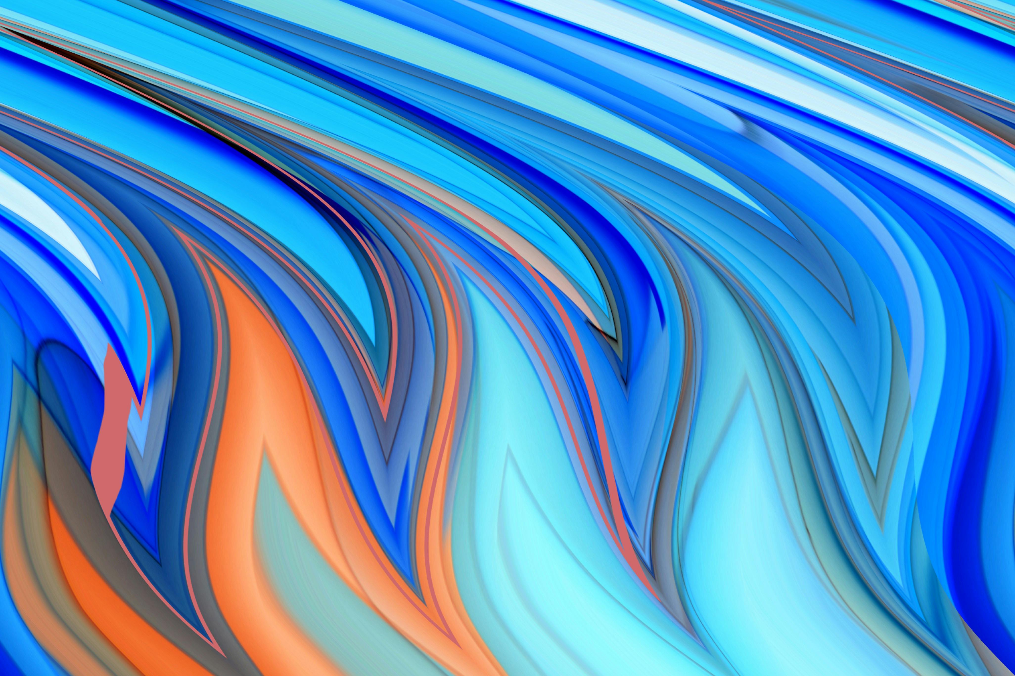 Gratuit Design abstract vibrant, fluid, cu modele dinamice de valuri albastre și portocalii. Fotografie de stoc