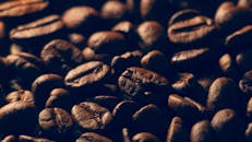 Close-up of roasted coffee beans texture