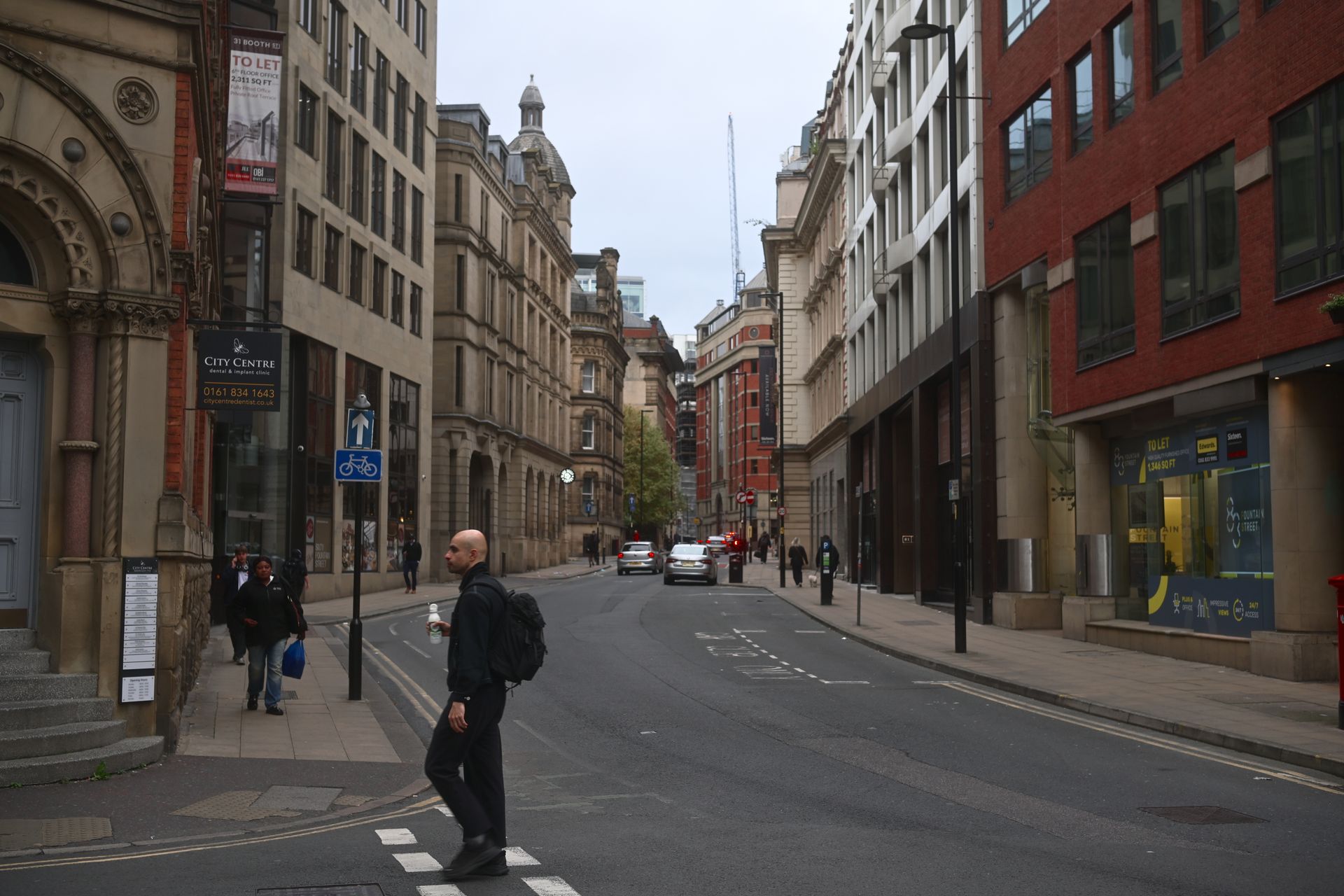 Manchester city skyline with modern towers and historic architecture