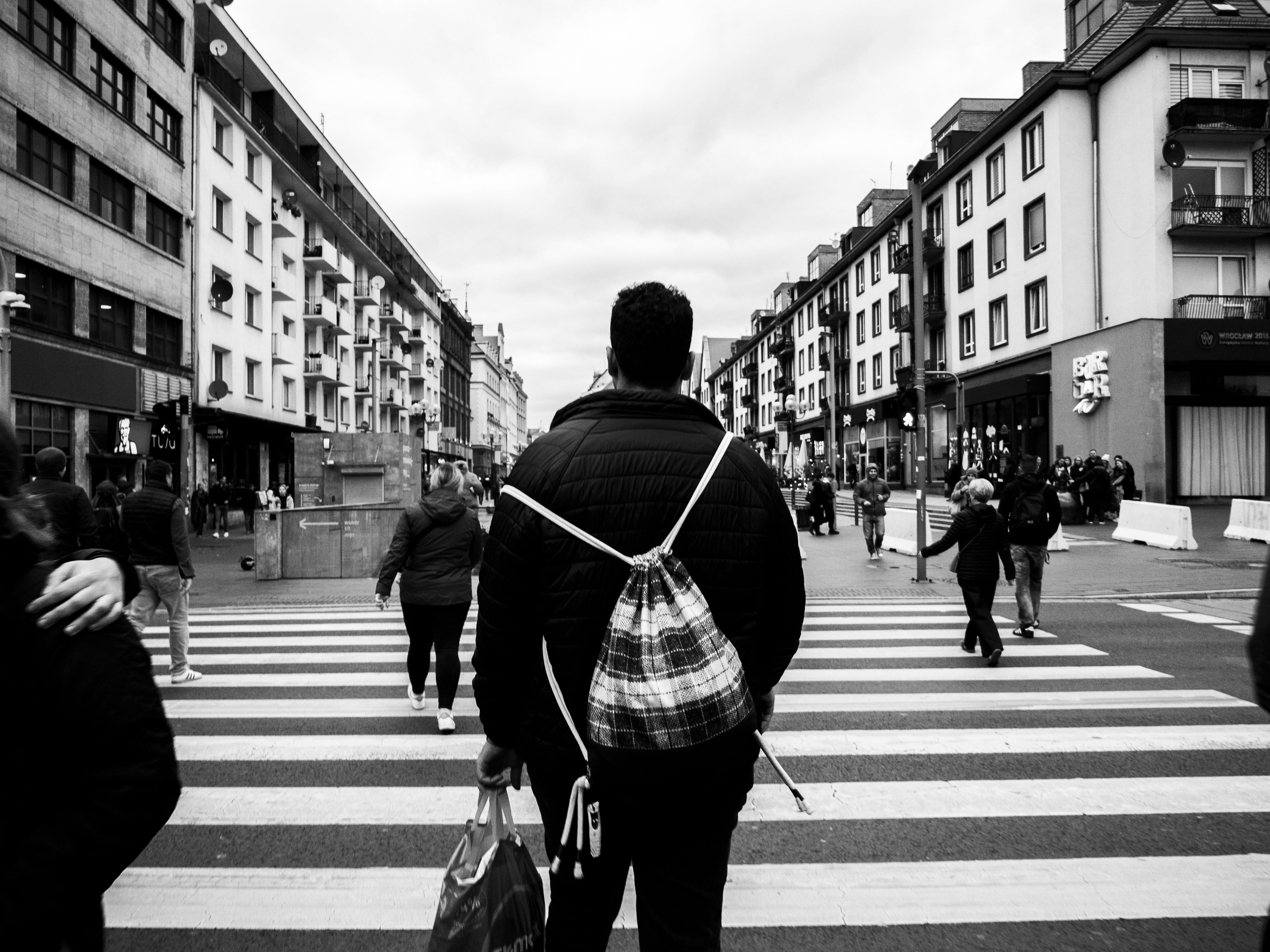 Black and White Urban Street Photography Scene · Free Stock Photo