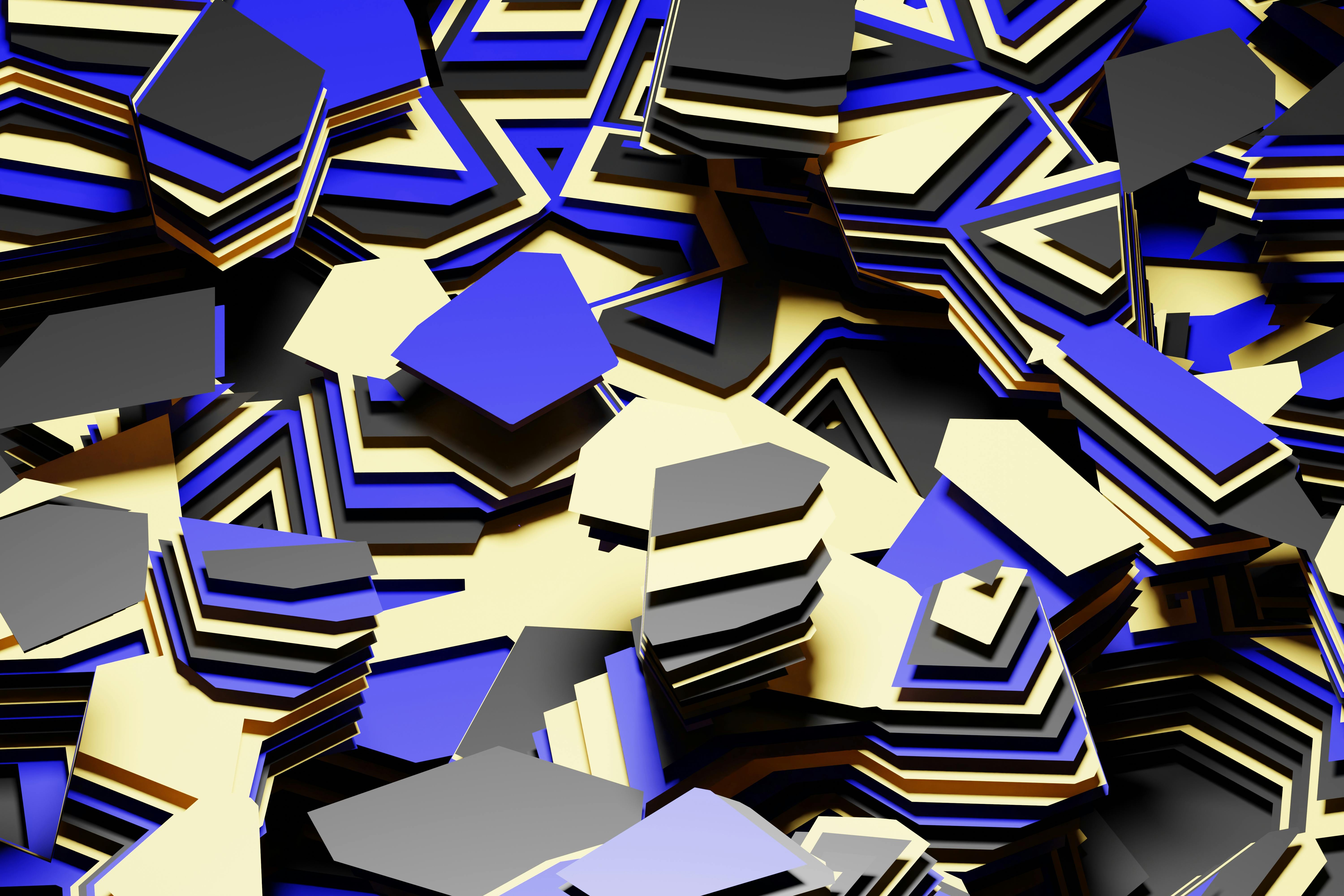 Gratis Composizione dinamica di forme geometriche sovrapposte nei vivaci toni del blu, del nero e del crema. Foto a disposizione