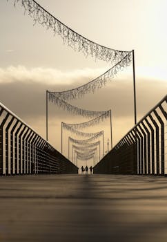 巴达洛纳码头上，人们在日落时分的剪影，捕捉了黄金时刻的宁静景色