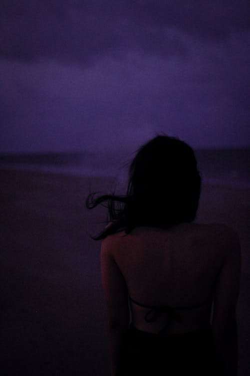 Free stock photo of beach girl, blue hour, moody Stock Photo