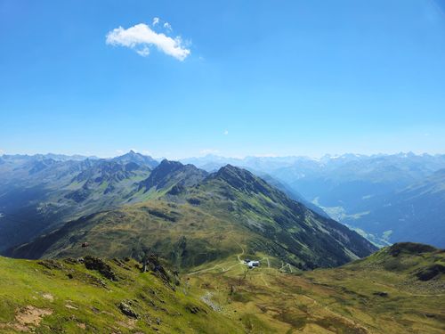 Free A breathtaking view of the Vorarlberg mountain range on a sunny summer day. Stock Photo