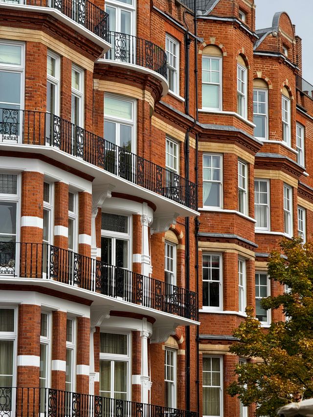 Red brick mansion blocks in Kensington, London