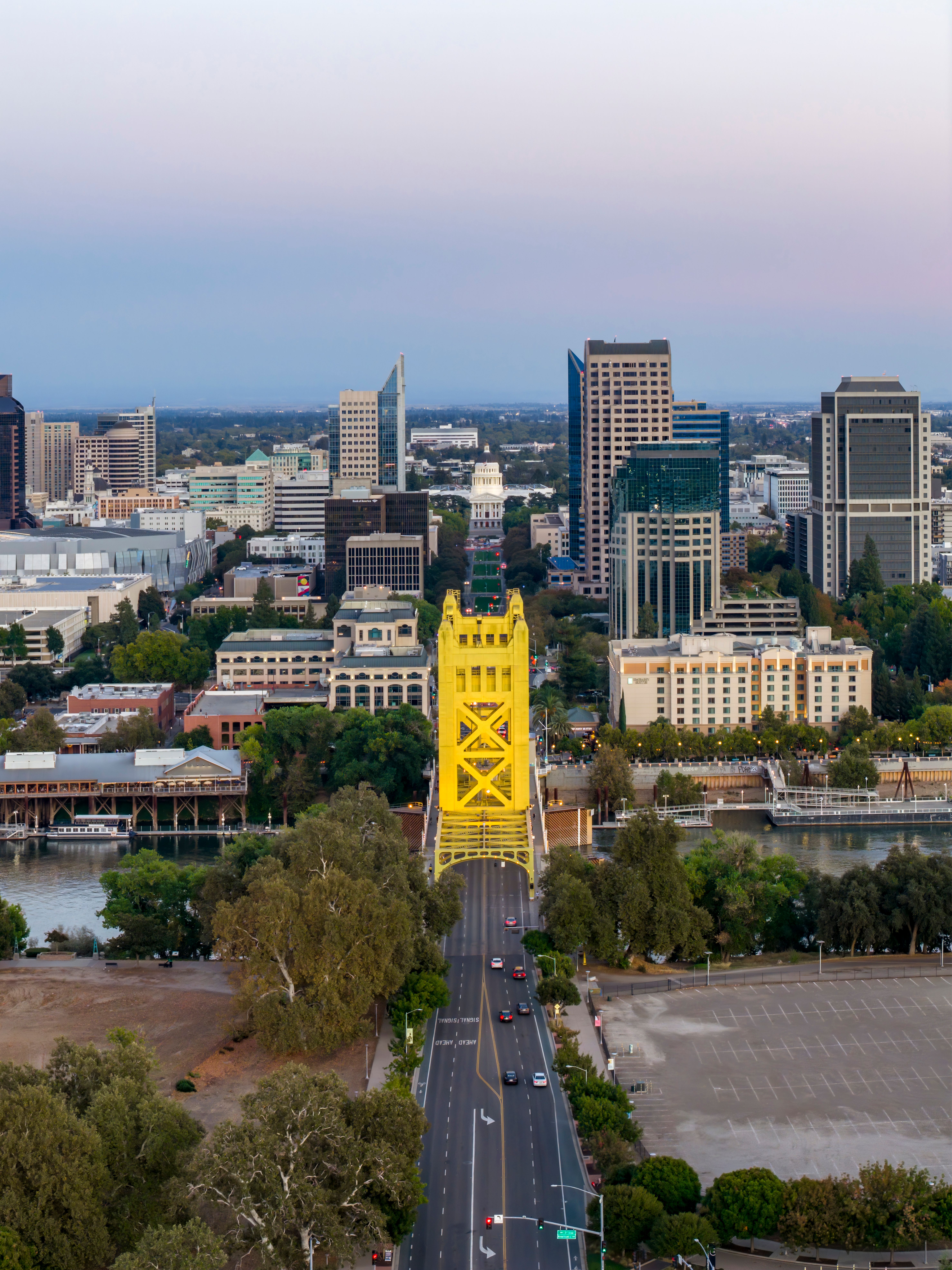 Sacramento Skyline with Tower Bridge at Dusk · Free Stock Photo