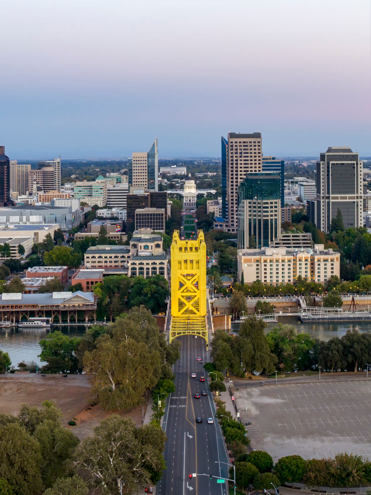 Sacramento Skyline with Tower Bridge at Dusk · Free Stock Photo