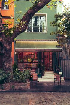 A quaint café in Istanbul's Kuzguncuk neighborhood, ideal for cozy afternoons.