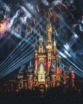 照明城堡的夜景与烟花表演令人惊叹