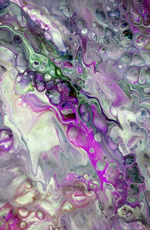 Free Dynamic abstract fluid art with vivid purple and green swirls. Ideal for creative use. Stock Photo