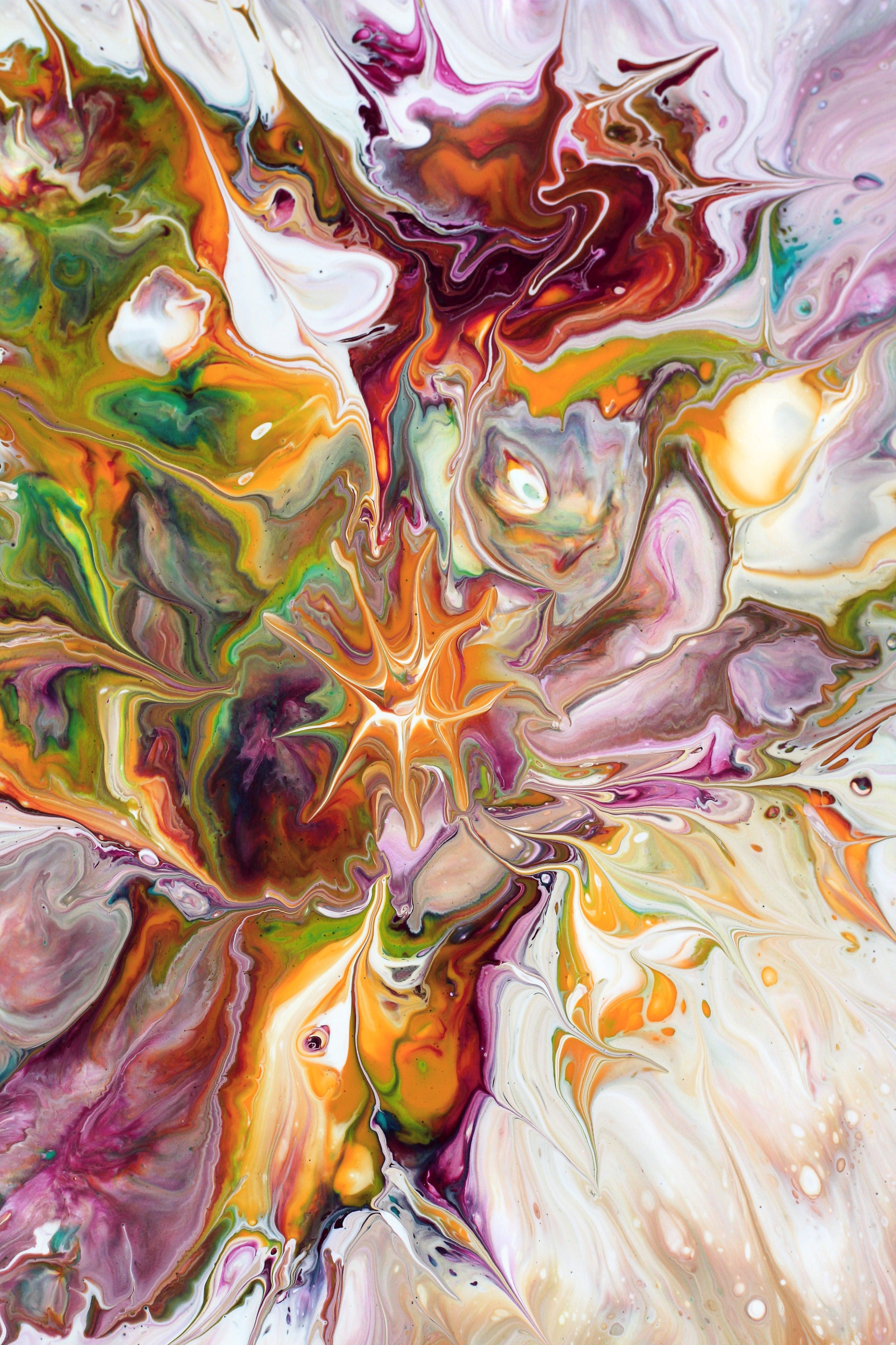 Vibrant Abstract Acrylic Pour Art Painting · Free Stock Photo