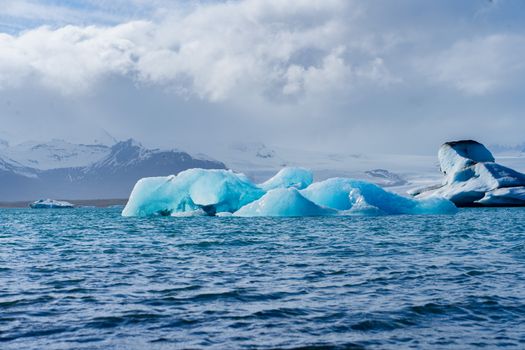 Jökulsárlón glacier lagoon and ice cave — Iceland — Northern Lights