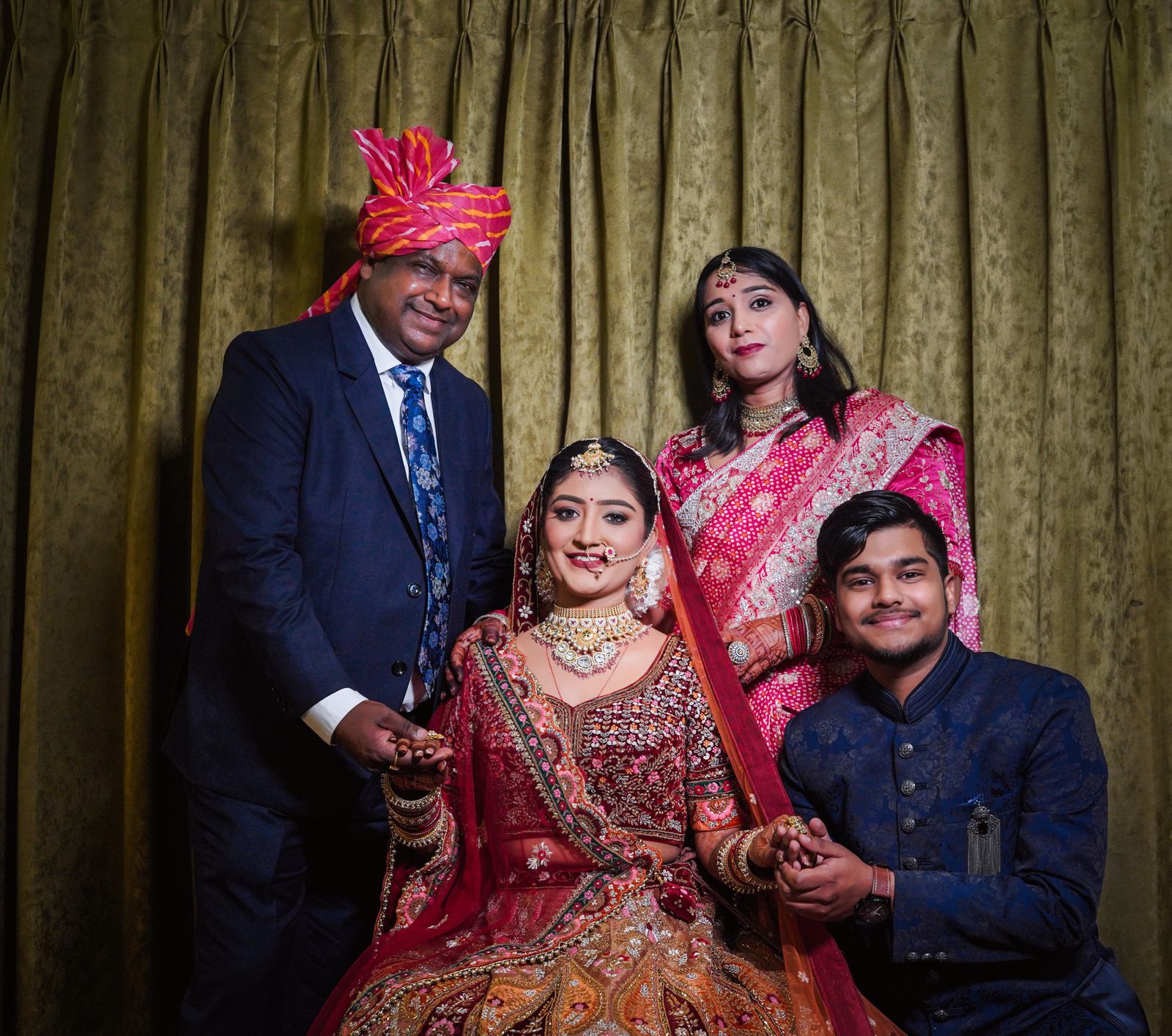 Traditional Indian wedding family portrait