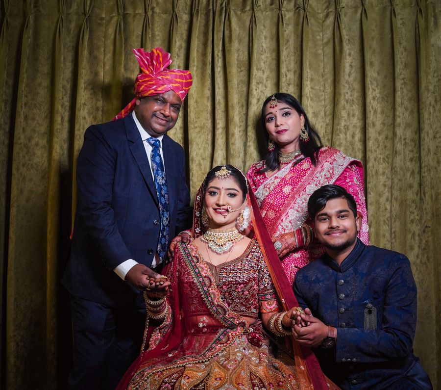 Traditional Indian wedding family portrait