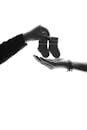 Black and White Silhouette of Two Hands and Baby Socks