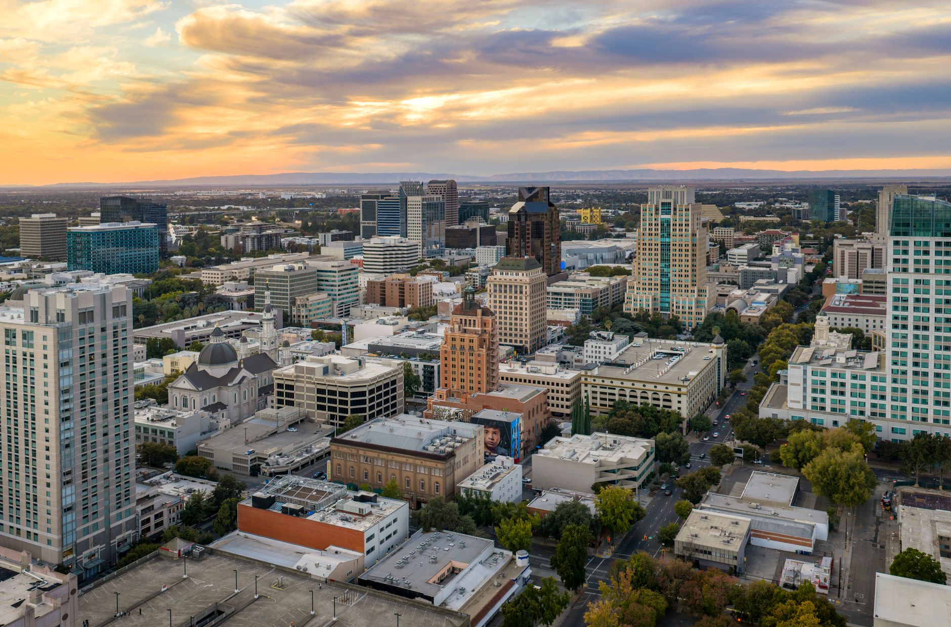Aerial shot of Sacramento