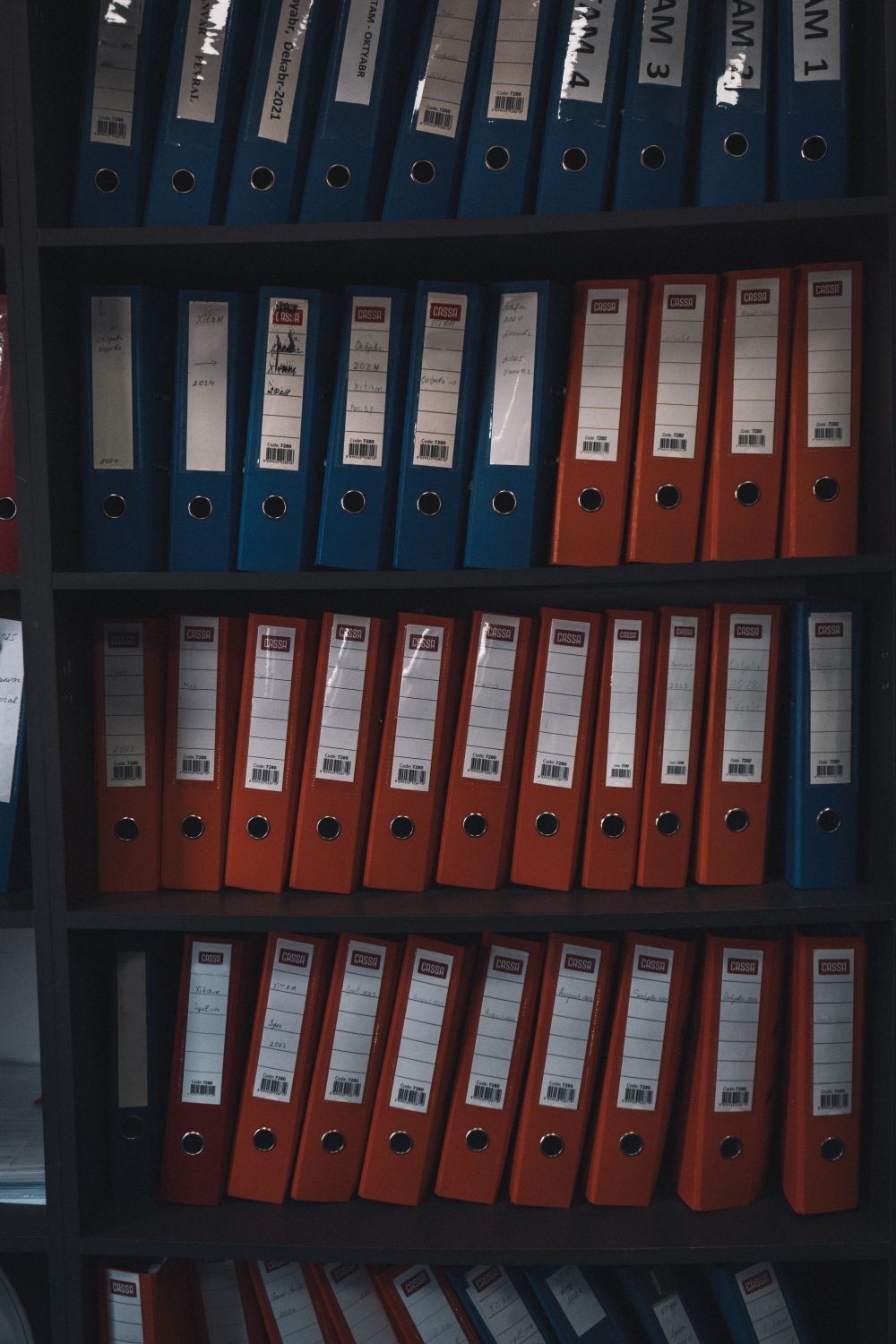 Colorful Office Files on a Shelf ยท Free Stock Photo