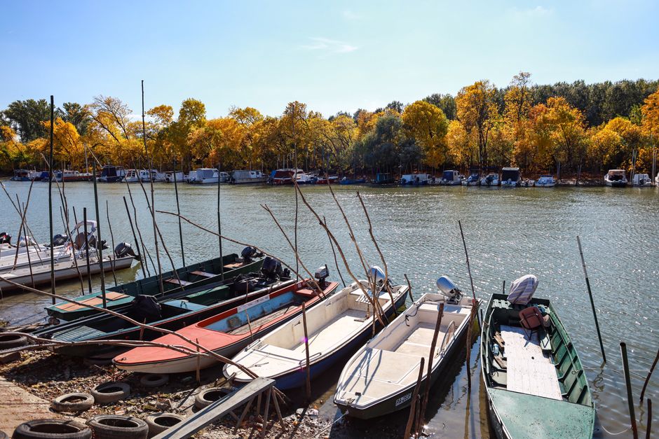 Boat cruising through the dramatic Iron Gate Gorge in Đerdap National Park, Serbia