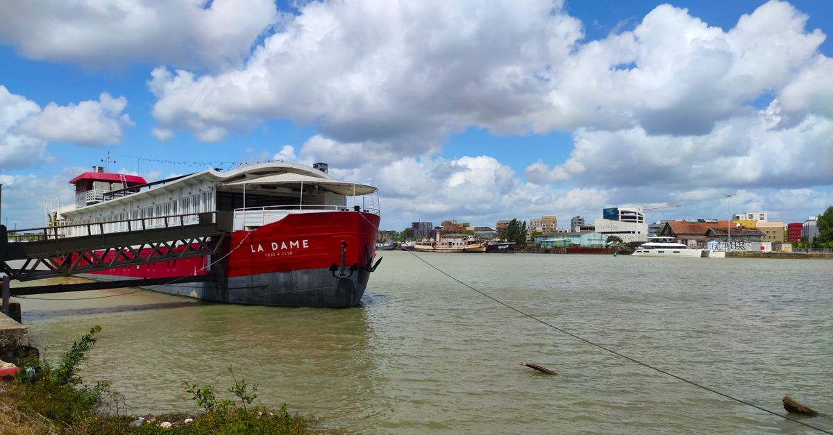 Viajera usando una eSIM para Surinam frente al río en Paramaribo