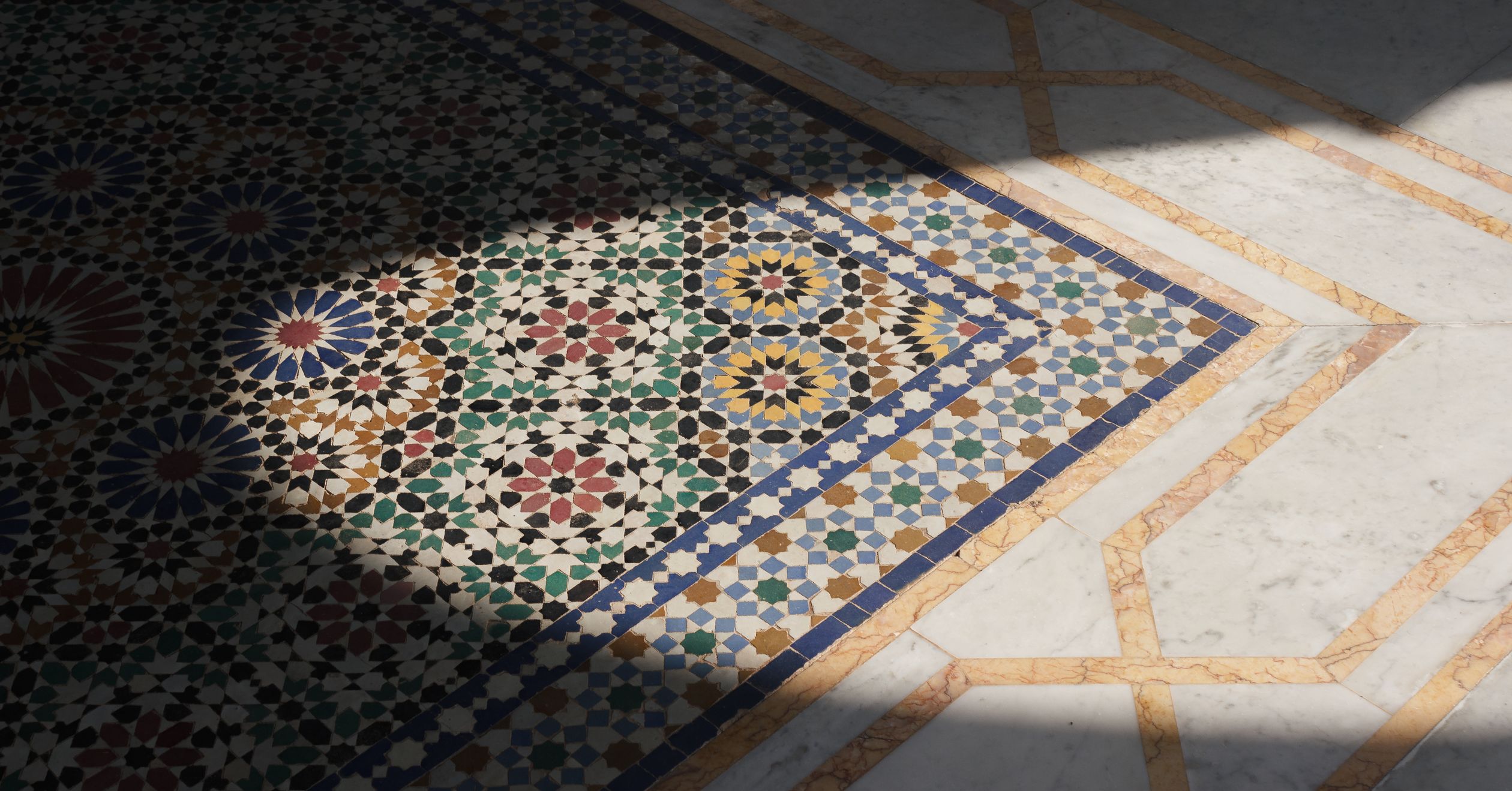 Moroccan Mosaic Tile Floor in Sunlight · Free Stock Photo
