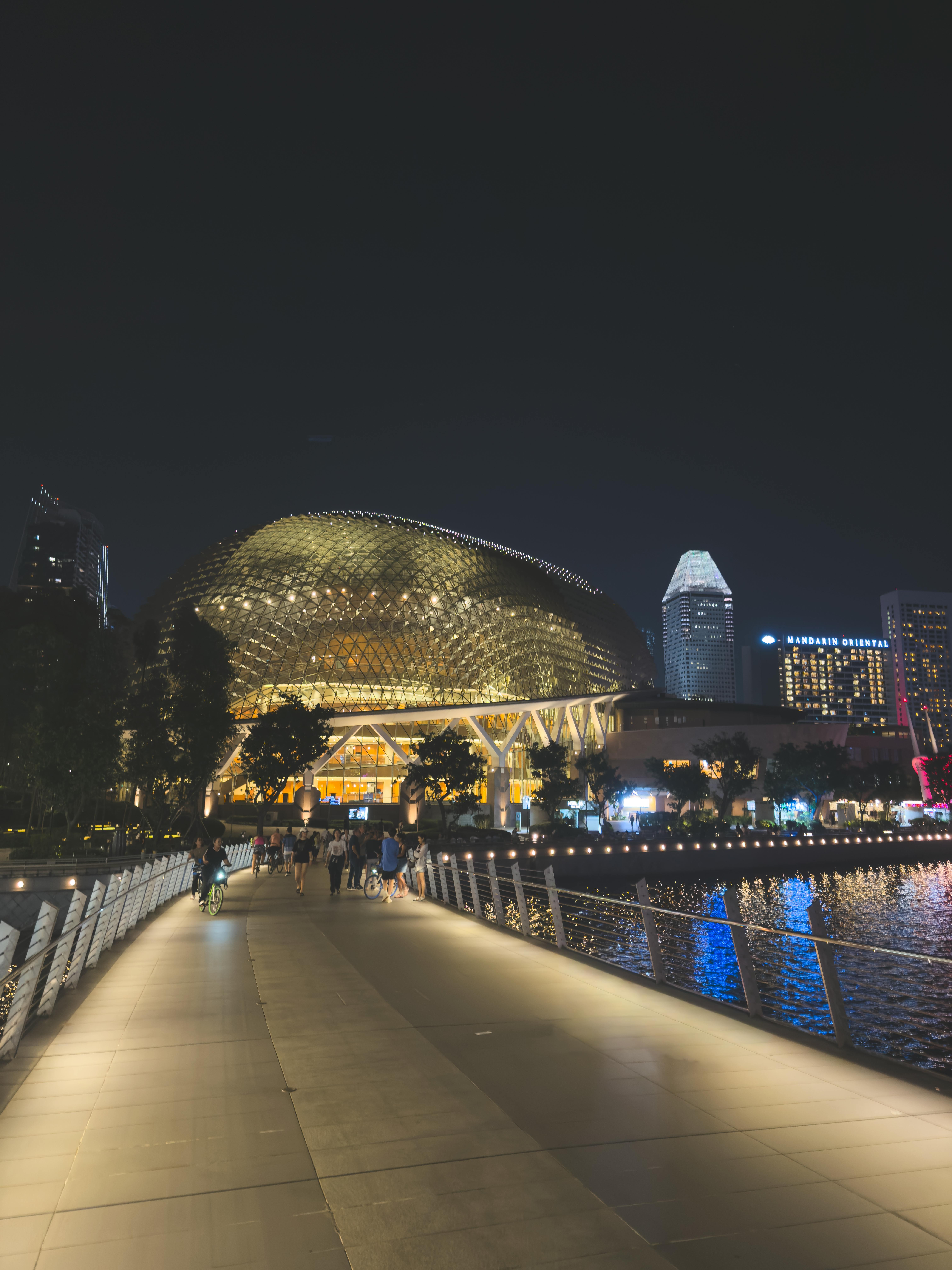 Free Stunning night view of the Esplanade Theatres by the Bay, Singapore. Stock Photo