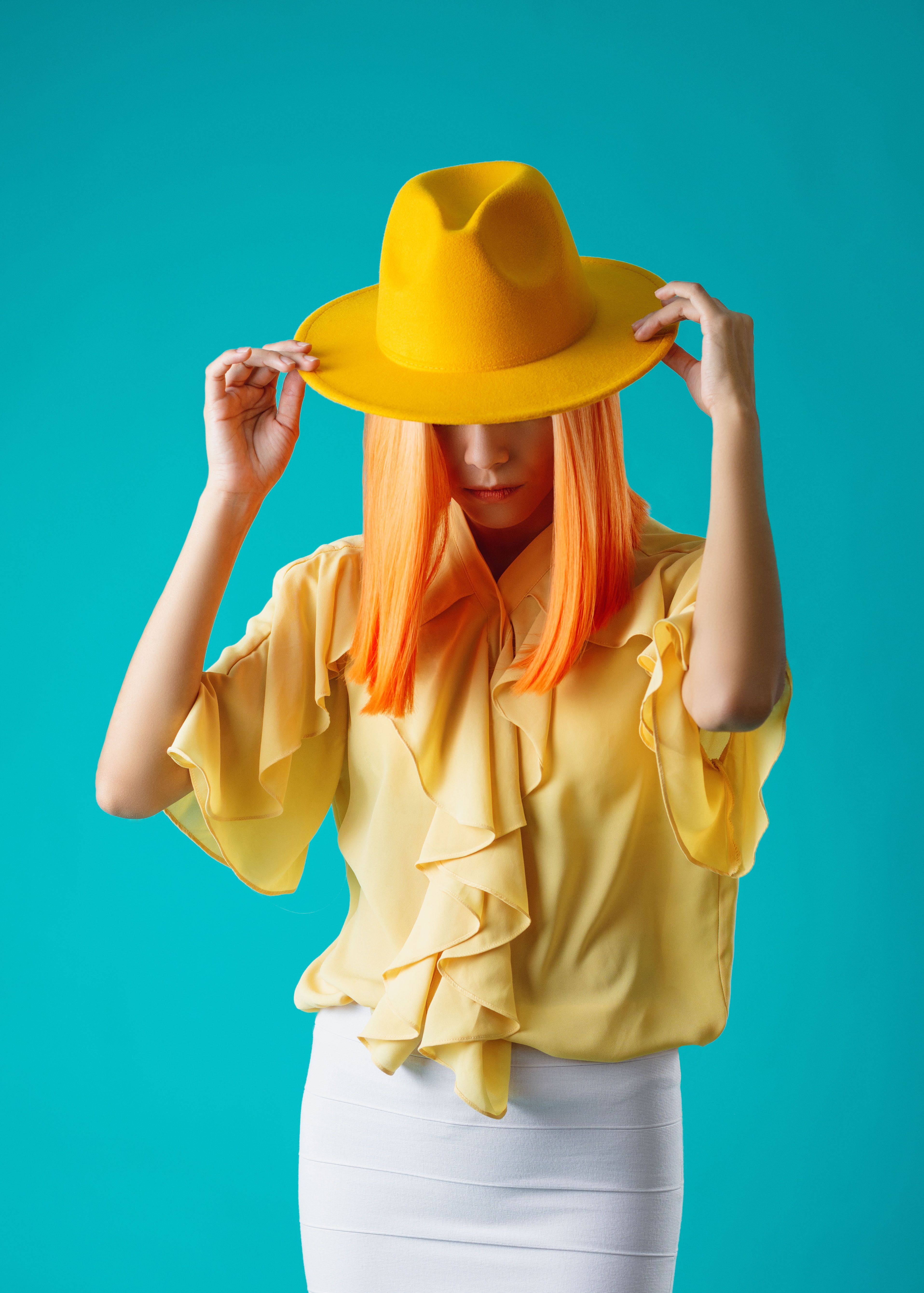 Stylish Woman in Yellow Hat and Outfit · Free Stock Photo