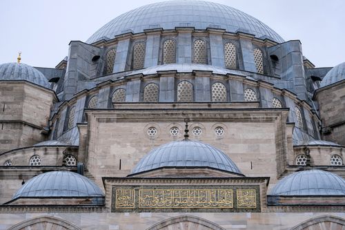 Free Close-up view of the ornate domes and intricate details of Süleymaniye Mosque in Istanbul, Türkiye. Stock Photo