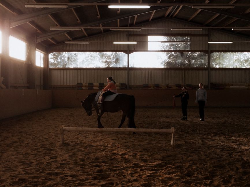 horse riding arena dusk