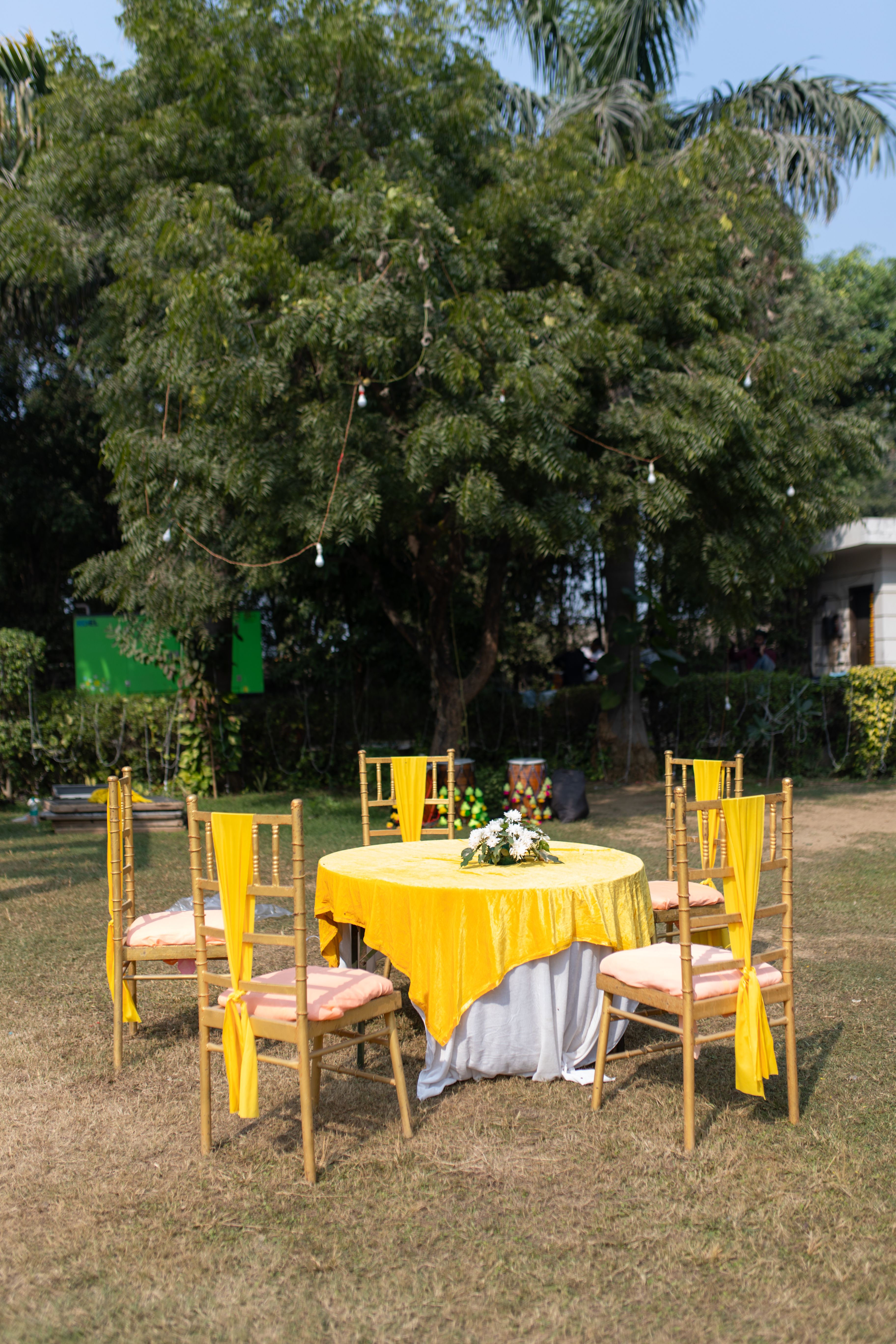 Outdoor Event Table with Yellow Decor · Free Stock Photo