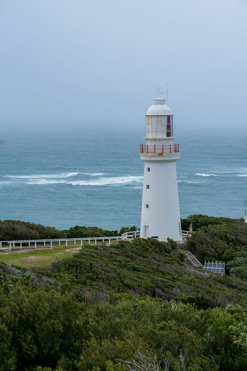 Free Split Point Lighthouse with ocean backdrop in Victoria, Australia. A serene coastal scene Stock Photo