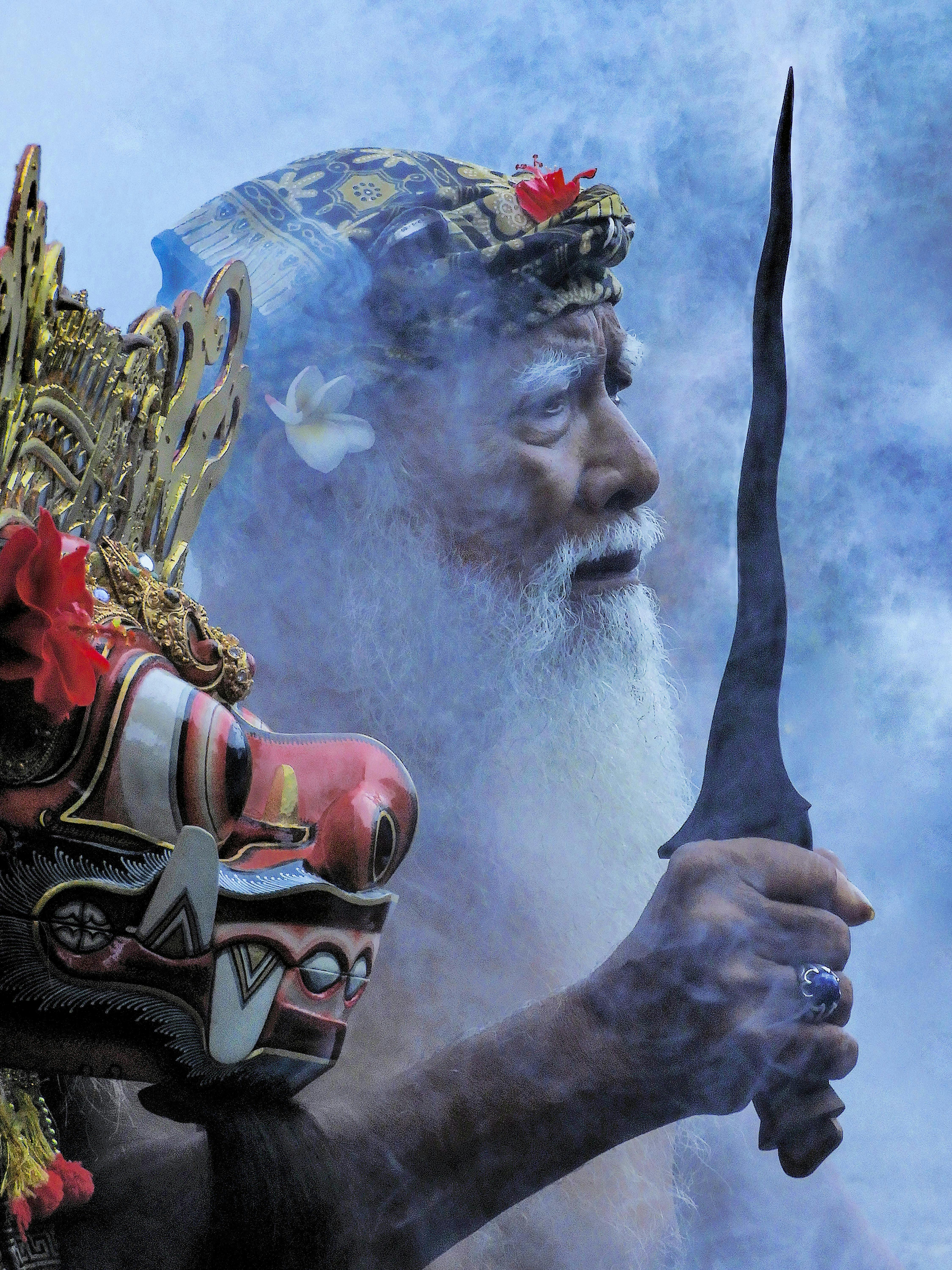 meanwhile, Keris Bali is depicted being used by the performer.