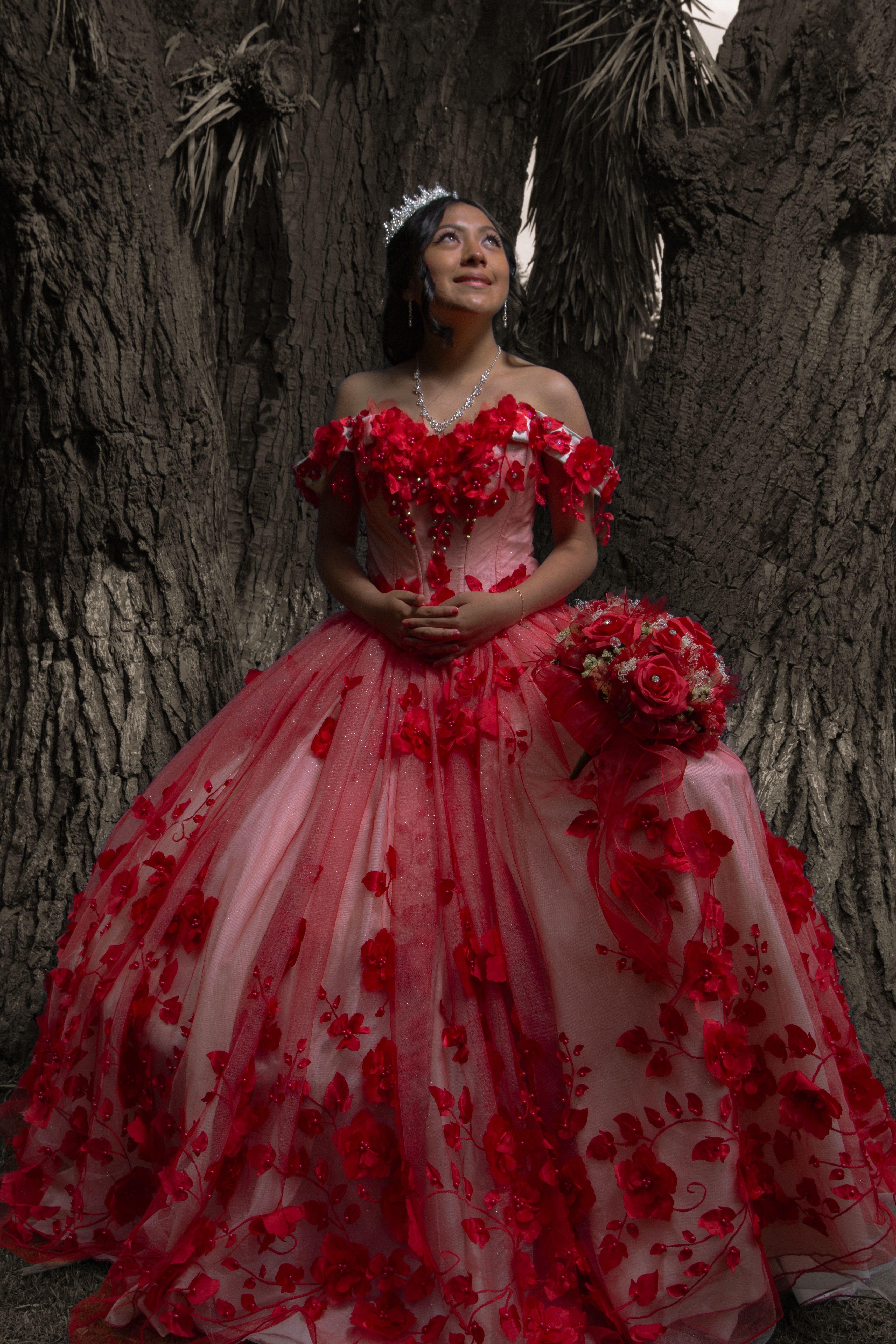 strapless open back dress Gorgeous Sweetheart Off The Shoulder Red Quinceanera Dress main image 0