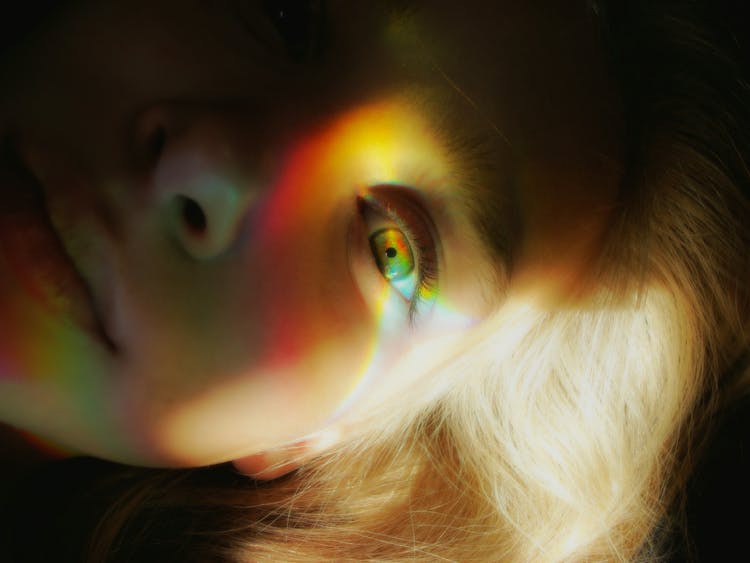 Woman's Face With Light Reflections
