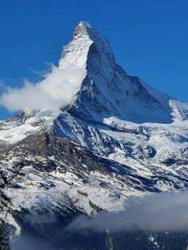 Breathtaking winter scene capturing the iconic Matterhorn peak on a clear day.
