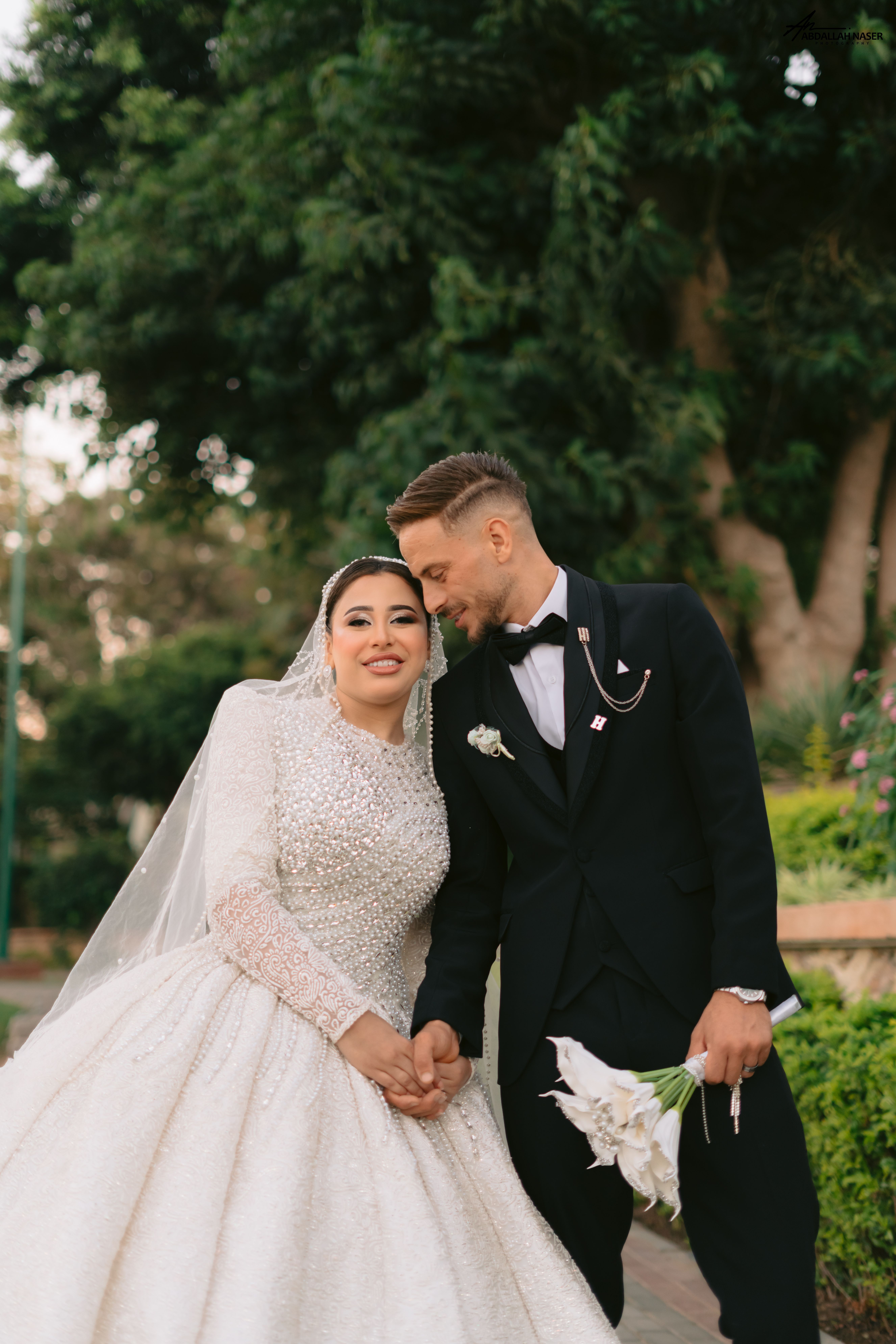 Elegant Outdoor Wedding Couple Portrait