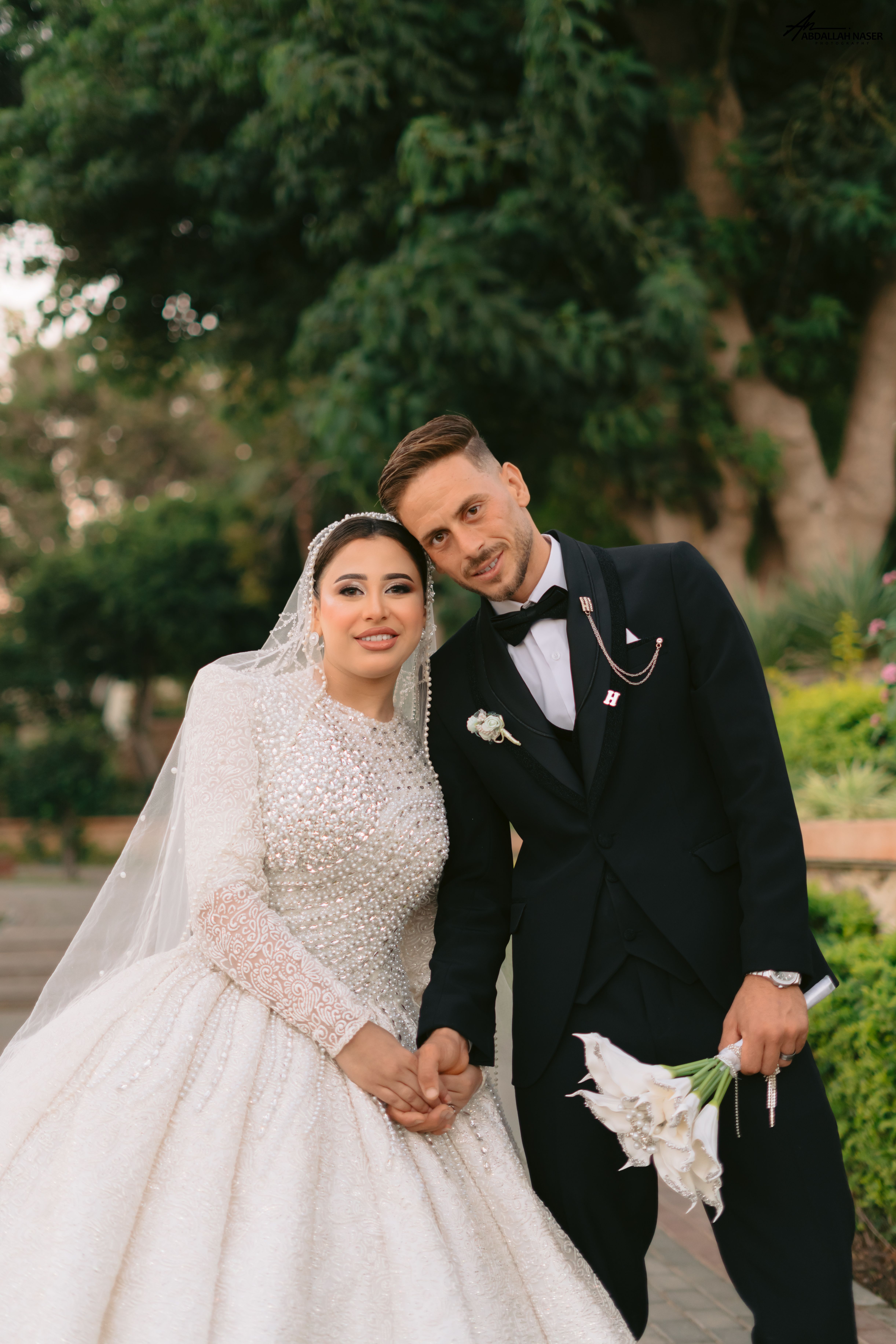 Elegant Outdoor Wedding Portrait of Couple