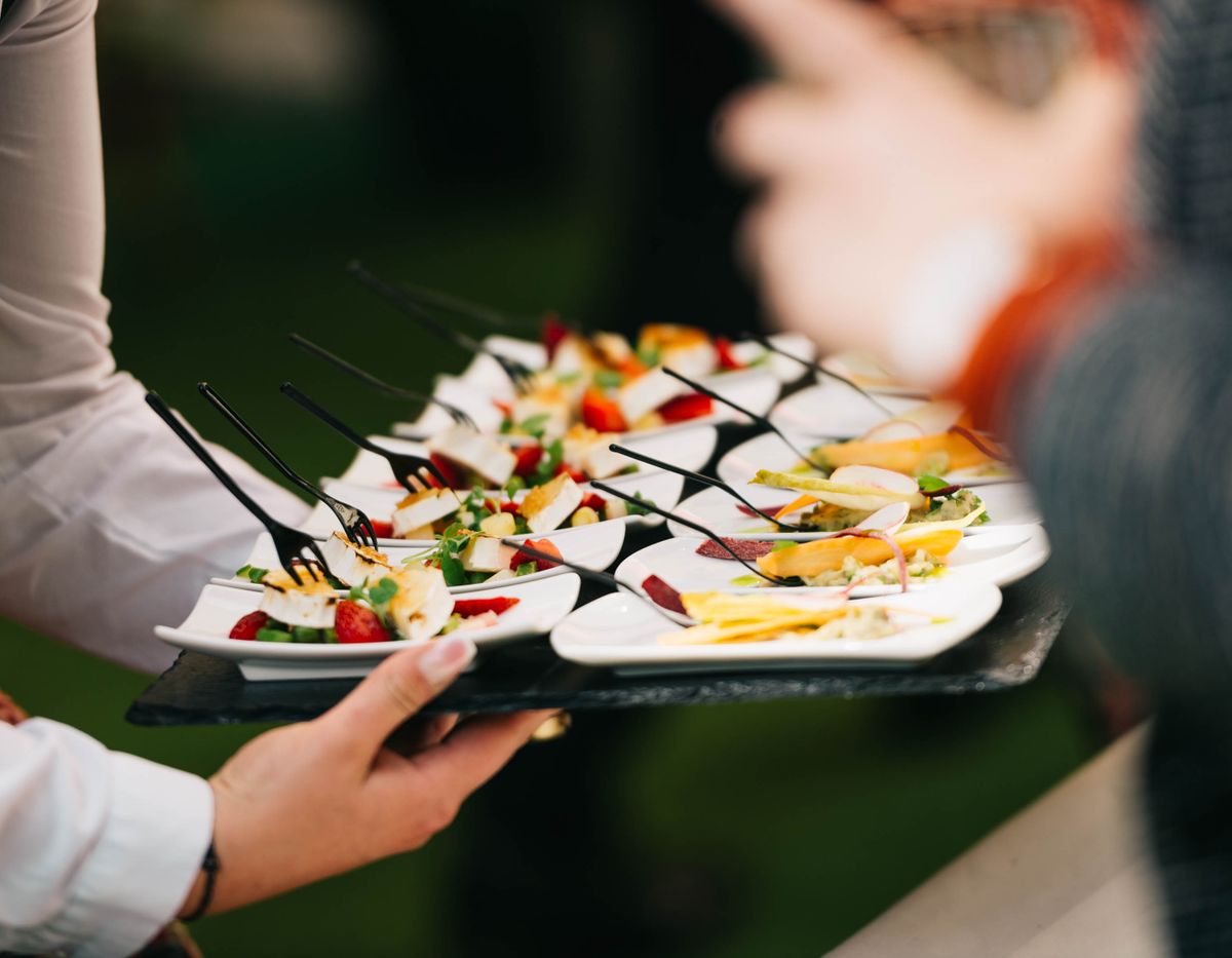 Appetisers served on a tray at a social event