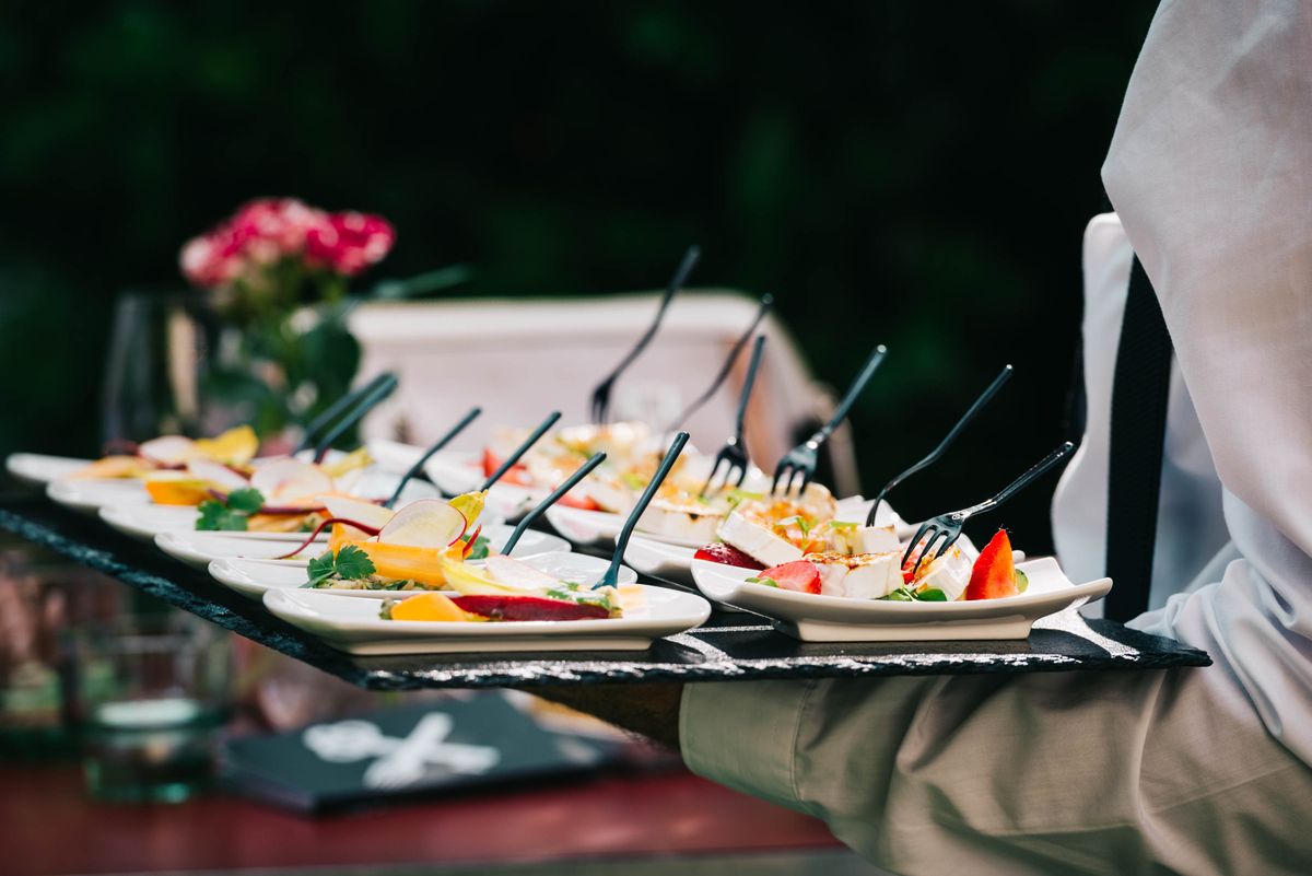 Elegantly presented appetisers at an outdoor event