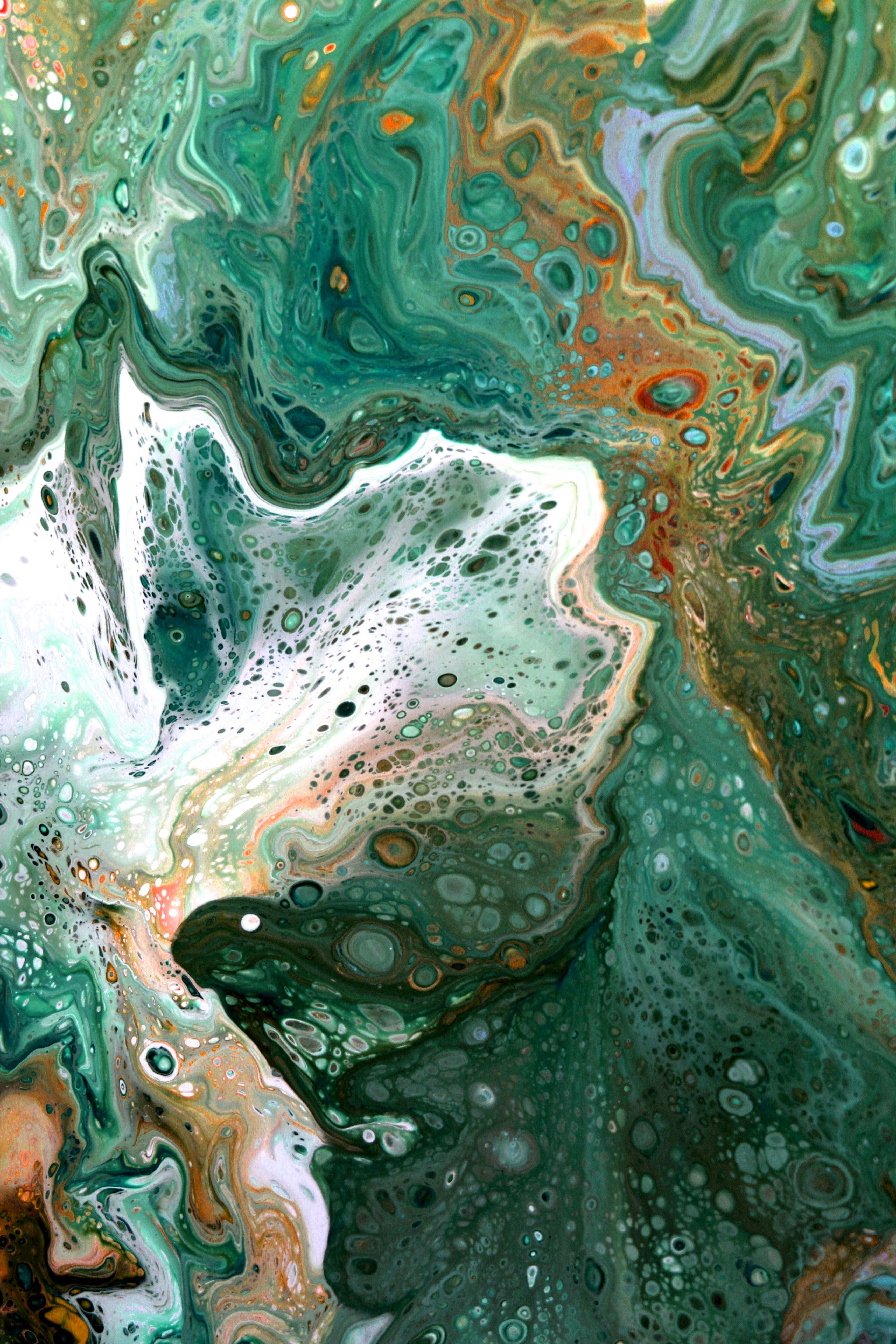 Vibrant Abstract Fluid Art in Green Hues · Free Stock Photo