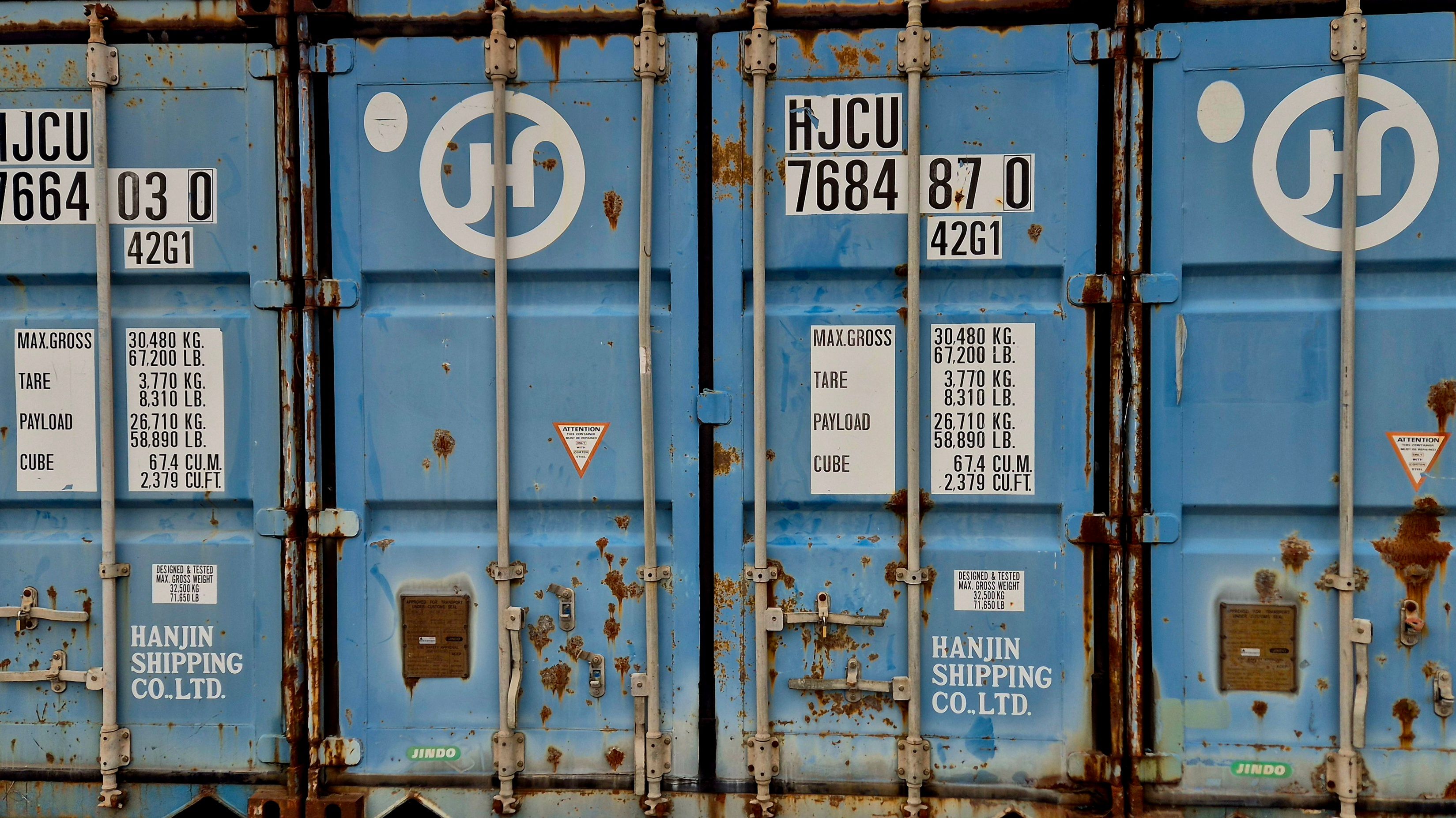 Rusted Blue Shipping Container by Hanjin · Free Stock Photo