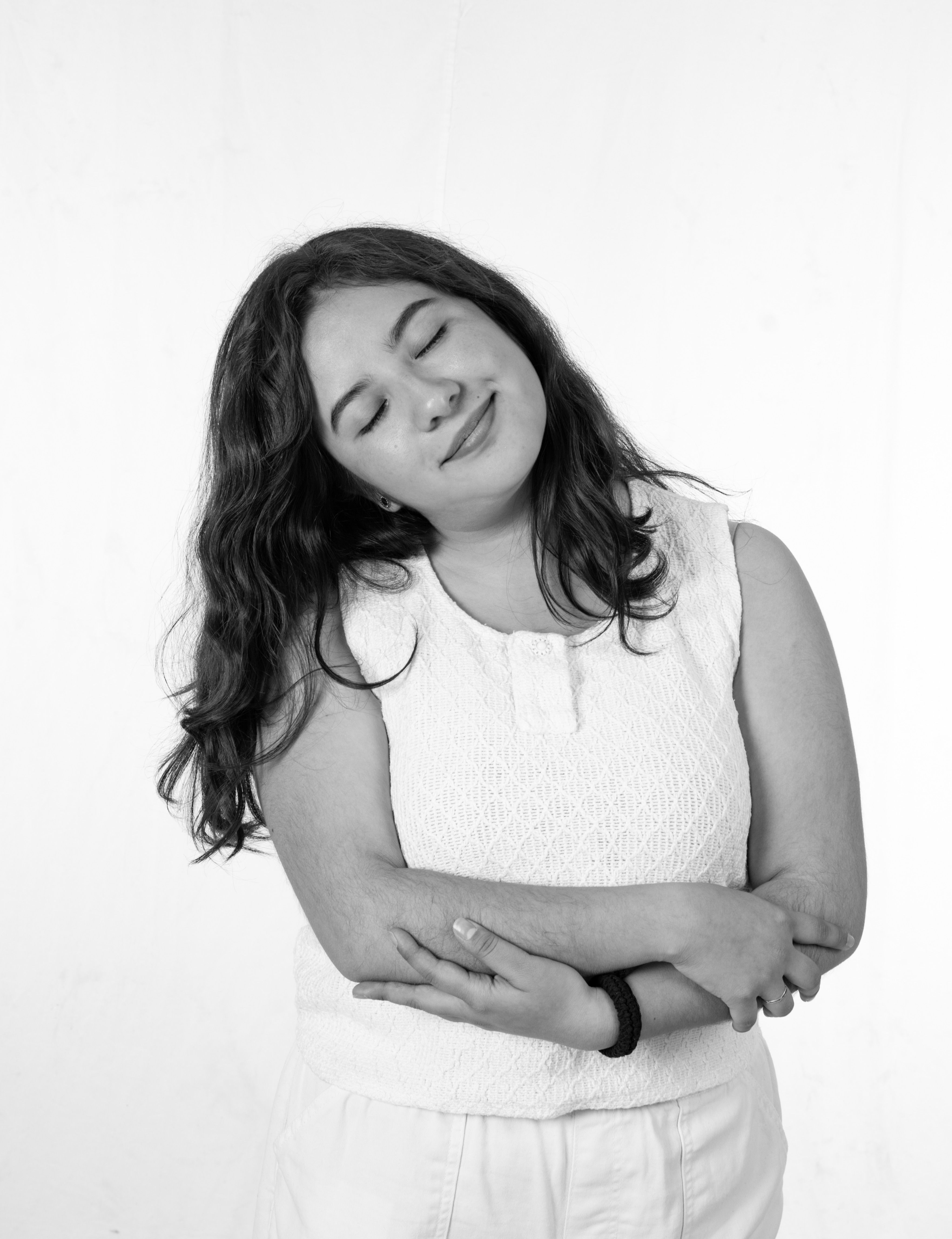 Serene Woman Posing in Black and White Portrait · Free Stock Photo