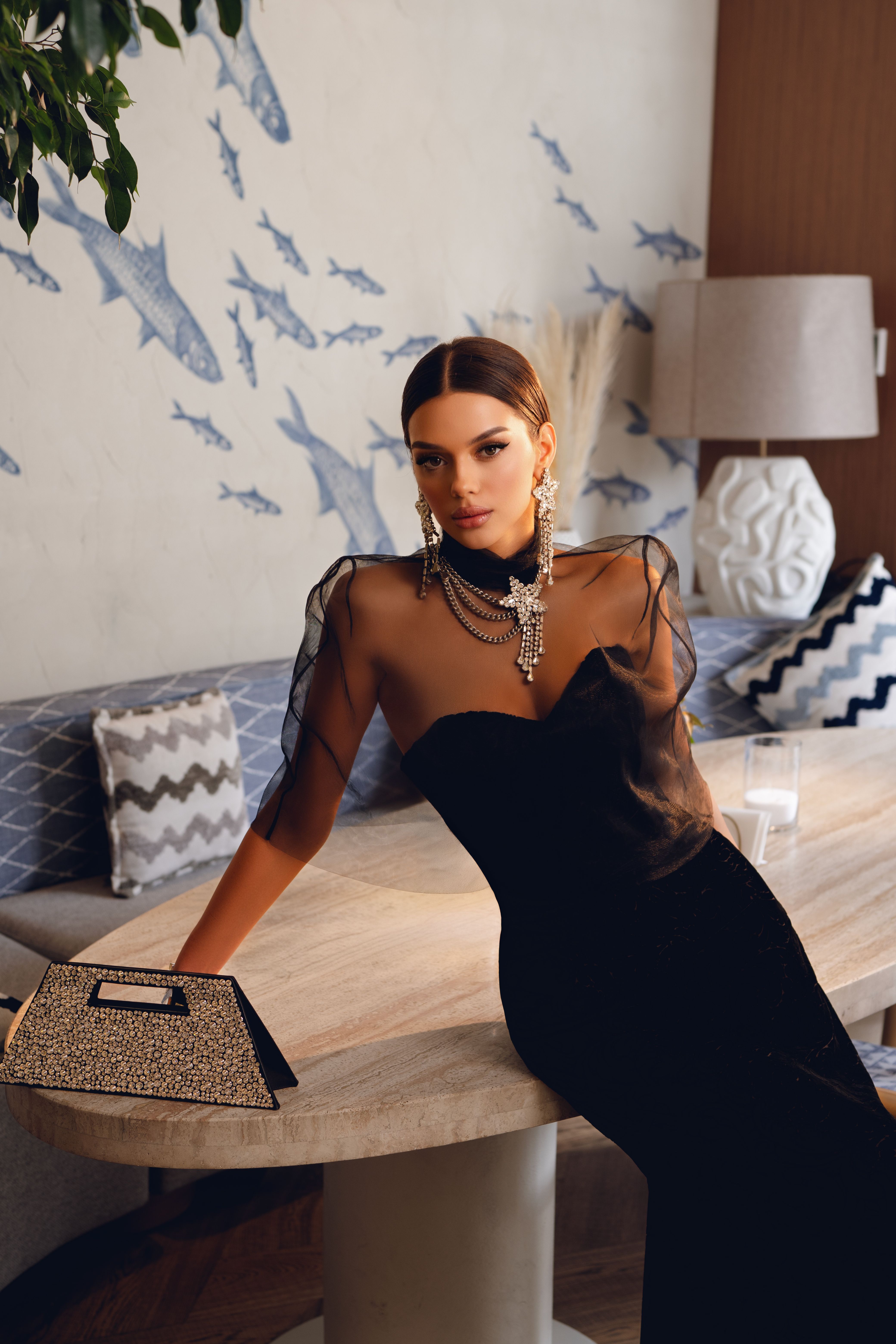 blue mac duggal dress Embellished Collar Cocktail by 2313 – The Dress Outlet Color:Icy Orchid Model is wearing Slate WOODBURY Plus Size Black Formal
