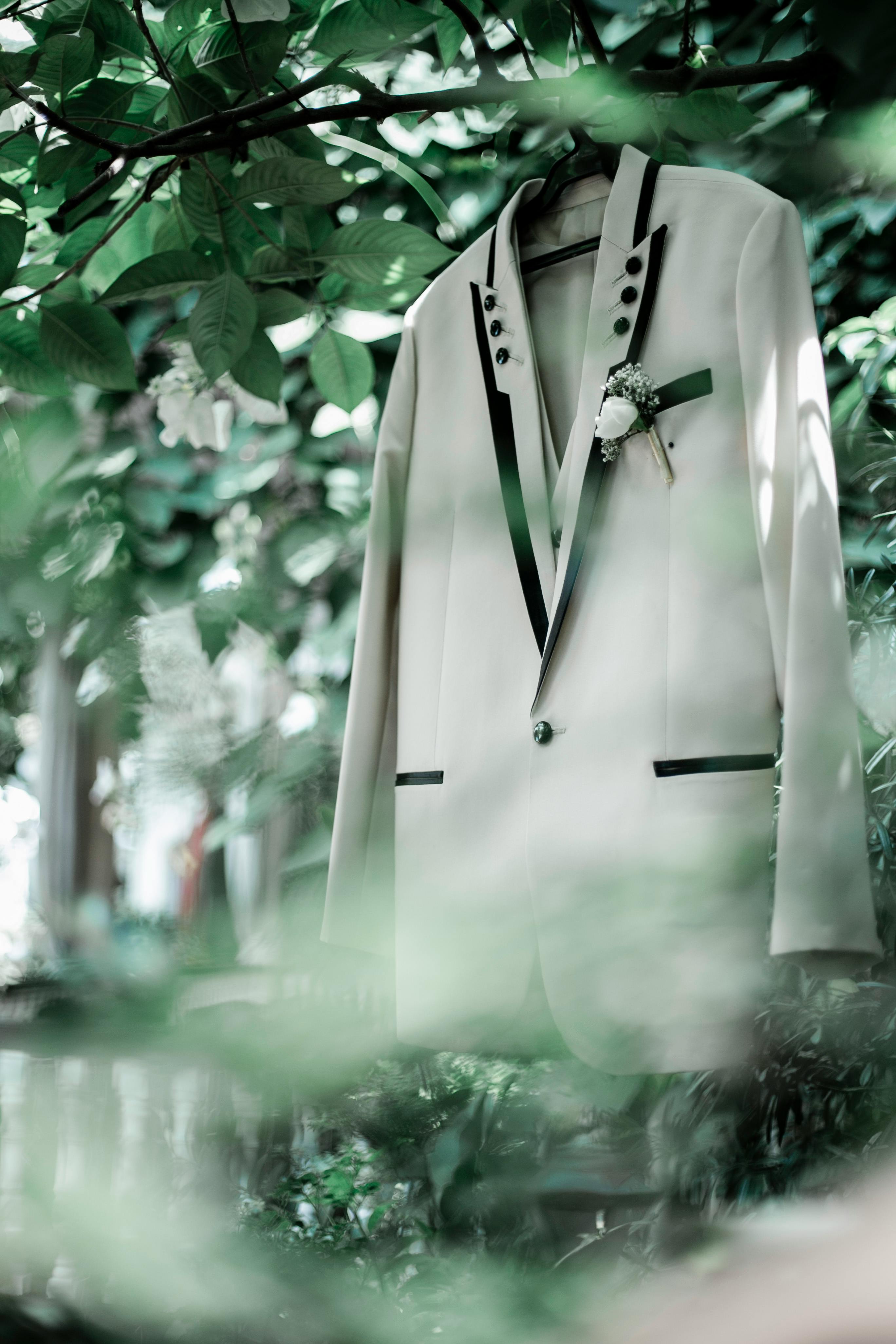 Hanging White Suit on Tree