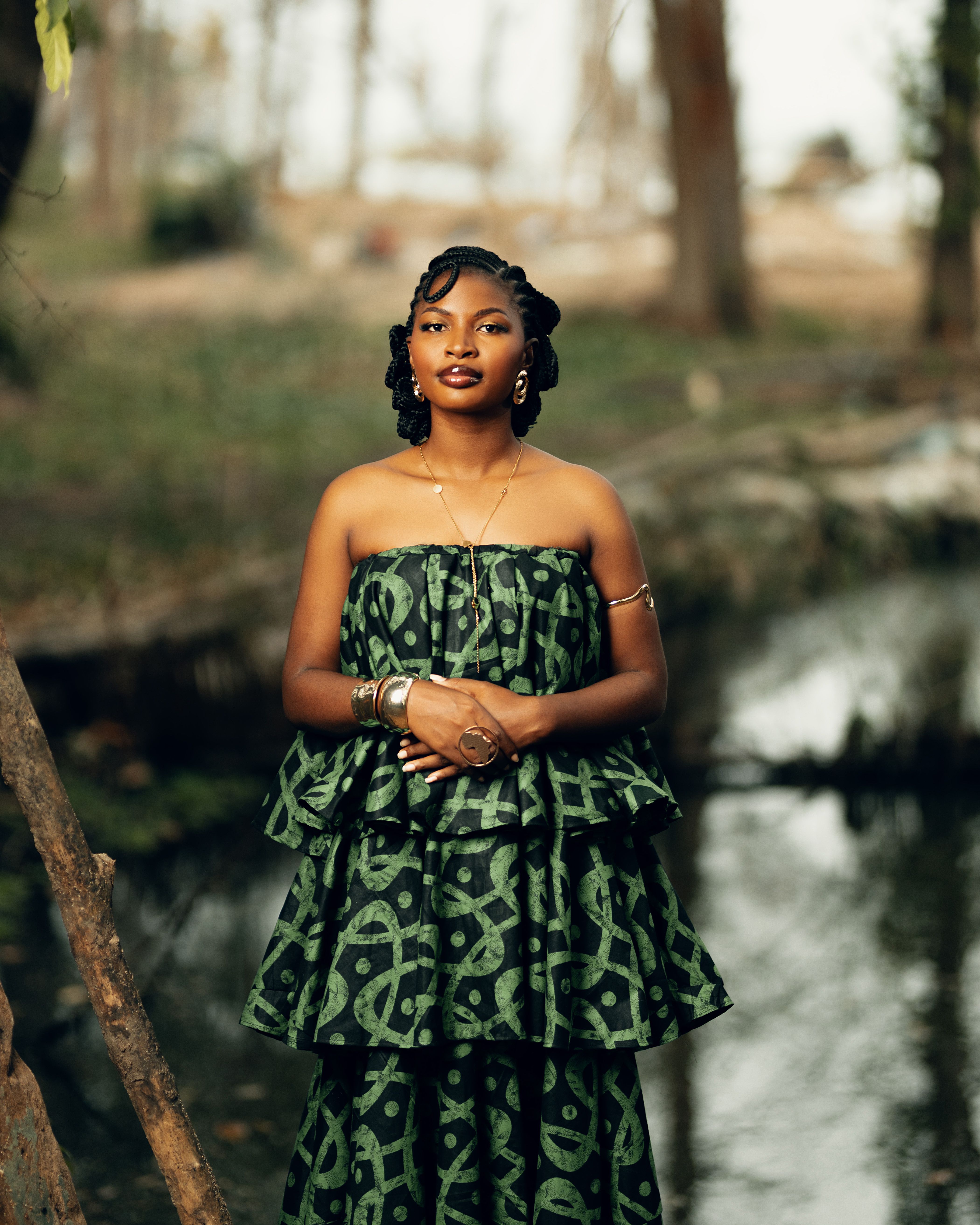 Elegant Woman in Traditional African Dress Outdoors  Free Stock Photo