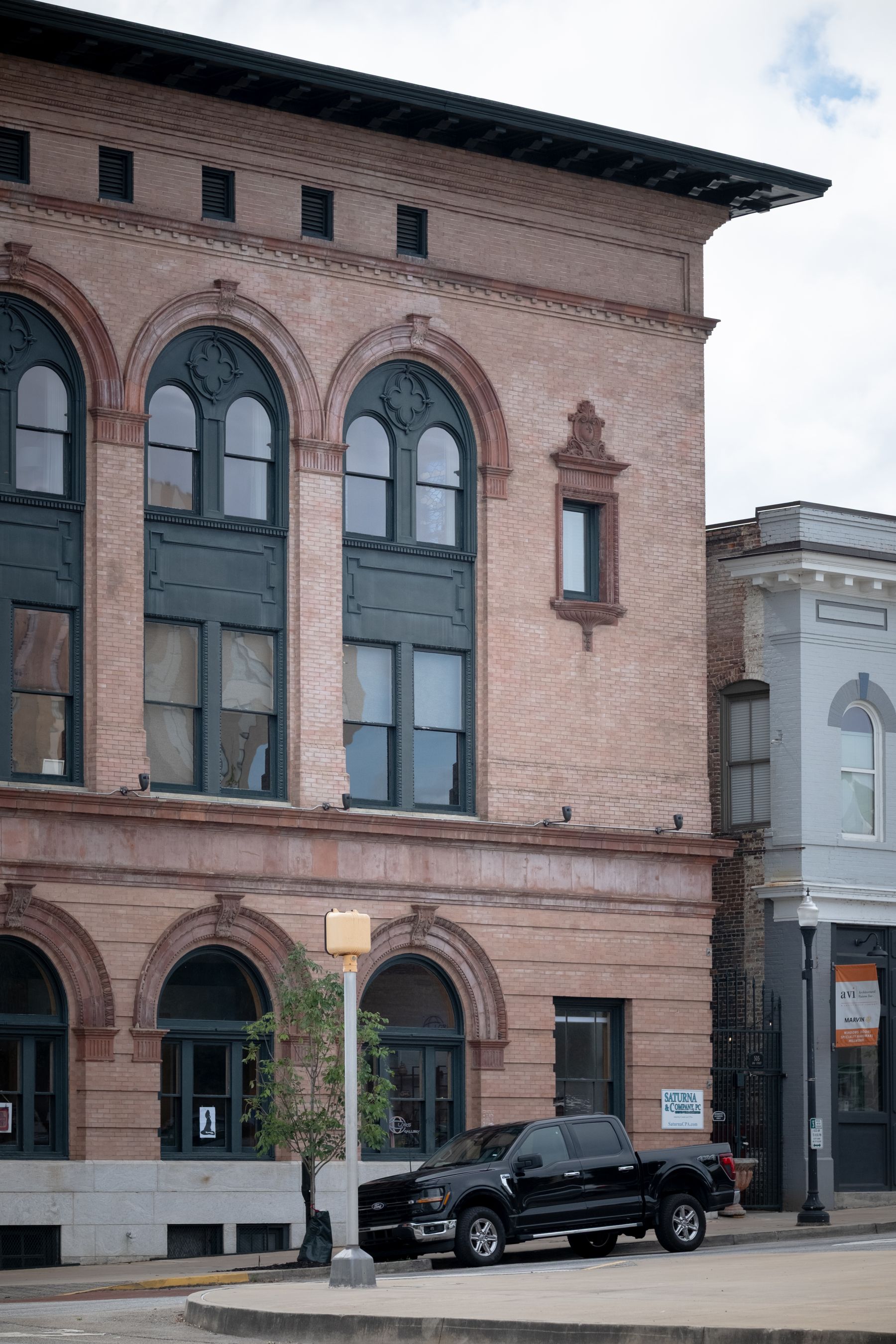 Historic brick commercial building on a downtown street in Macon, Georgia.