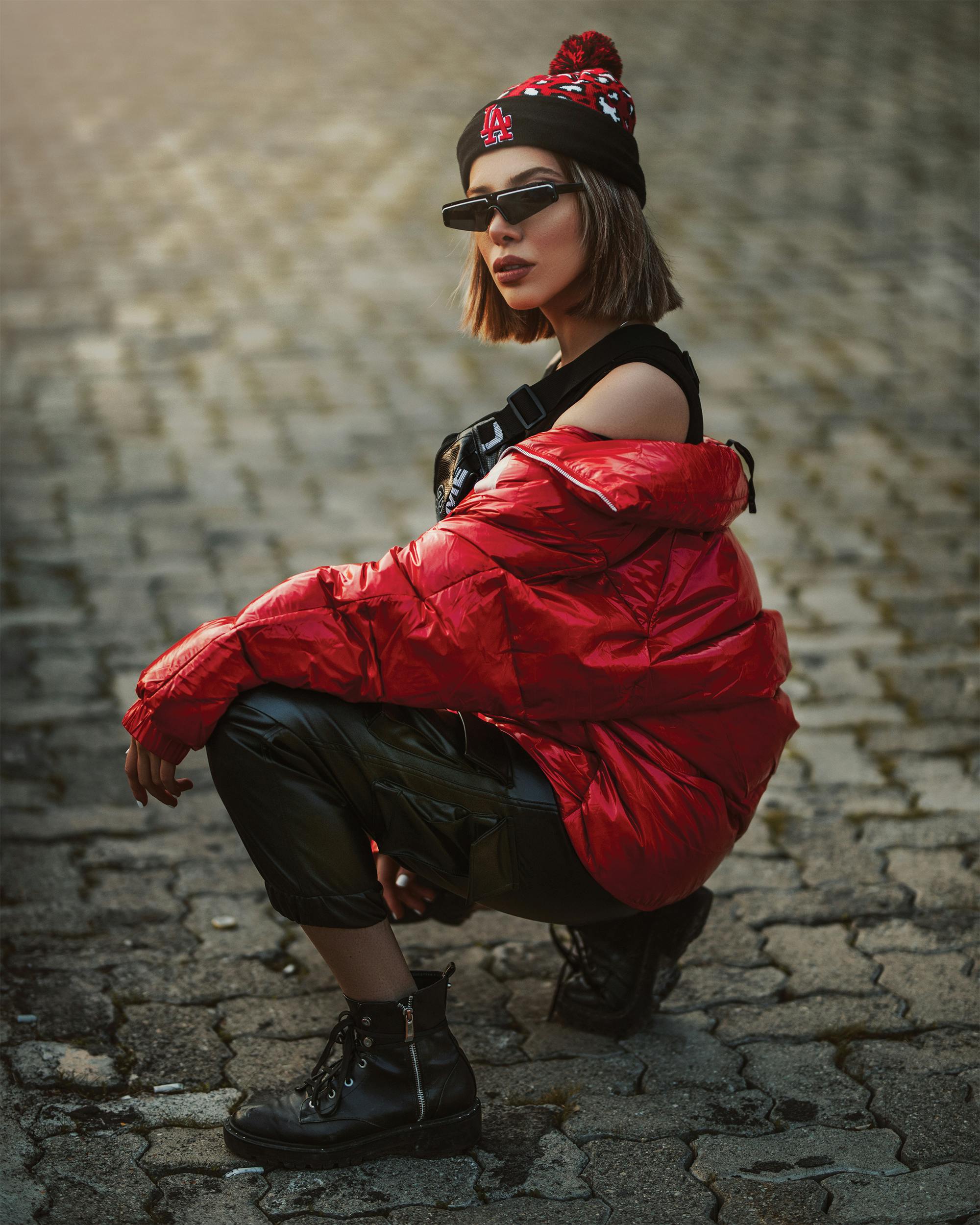 Red-plaid-shirt and highwaist-black-leather-trousers fashion photo on  Craiyon