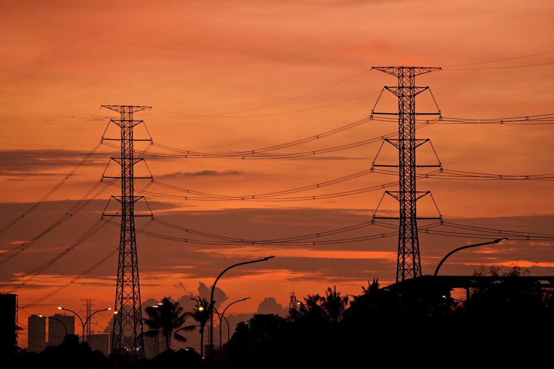 Dramatic Sunset with Urban Power Lines Silhouette · Free Stock Photo